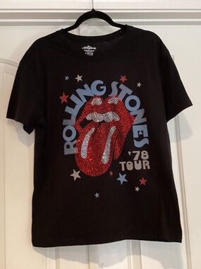 The Rolling Stones Sequins 1978 Tour Shirt Size L (12-14),Color Black, Red NWT